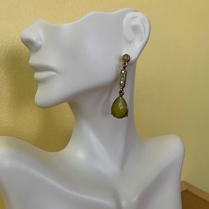 Lia Sofia yellow green statement earrings Crystal
